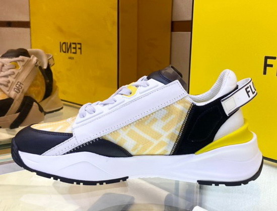 Fendi Flow Yellow Fabric Low Tops Replica