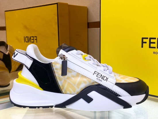 Fendi Flow Yellow Fabric Low Tops Replica