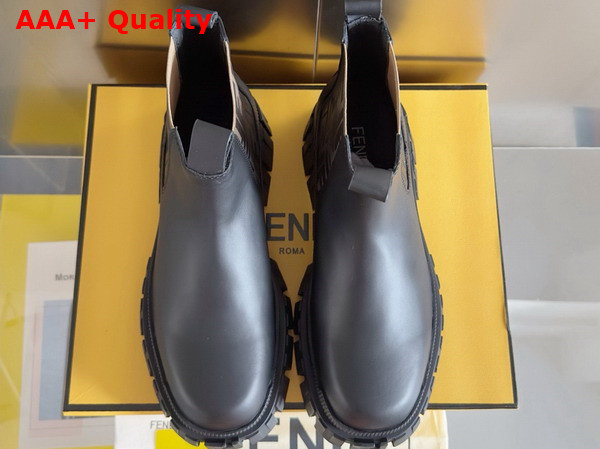 Fendi Force Chelsea Boots Brown FF Jacquard and Black Leather Chelsea Boots Replica