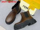 Fendi Force Chelsea Boots with Rounded Toe and Elastic Insert On The Side Brown Calfskin Replica