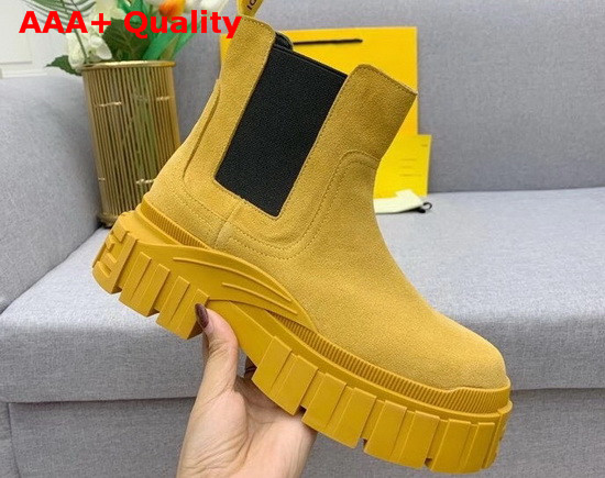 Fendi Force Chelsea Boots with Rounded Toe and Elastic Insert On The Side Camel Suede Leather Replica