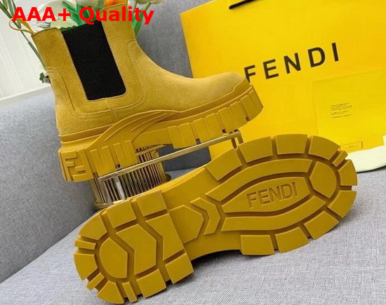 Fendi Force Chelsea Boots with Rounded Toe and Elastic Insert On The Side Camel Suede Leather Replica
