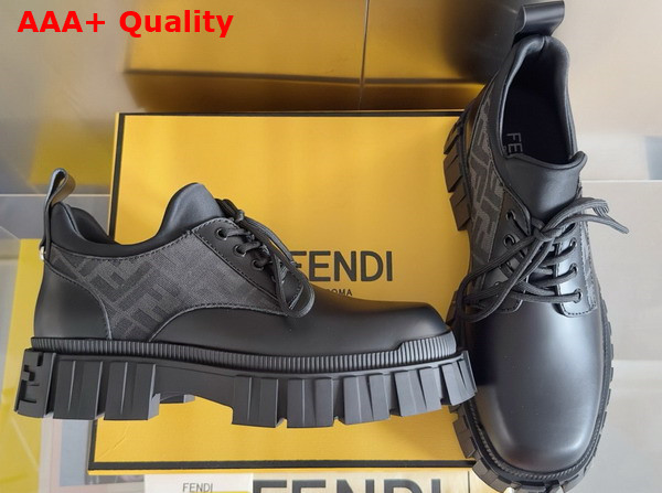 Fendi Force Lace Ups Black Leather Lace Ups Replica