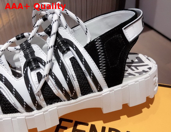 Fendi Force Sandals Multicolor Tech Mesh and Leather Sandals Black and White Replica