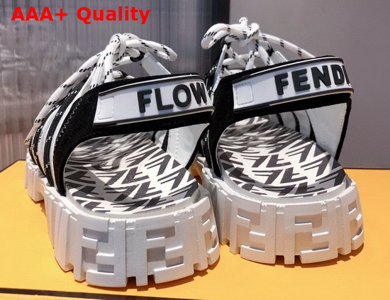 Fendi Force Sandals Multicolor Tech Mesh and Leather Sandals Black and White Replica