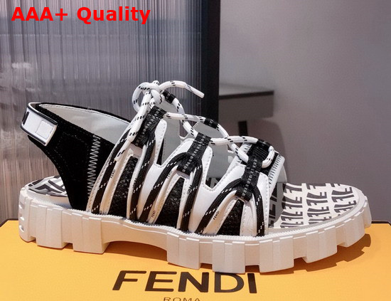 Fendi Force Sandals Multicolor Tech Mesh and Leather Sandals Black and White Replica