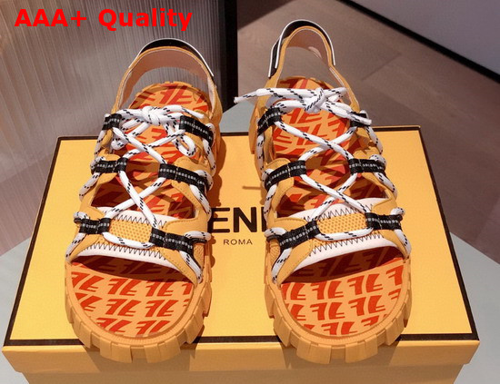 Fendi Force Sandals Yellow Tech Mesh and Leather Sandals Replica