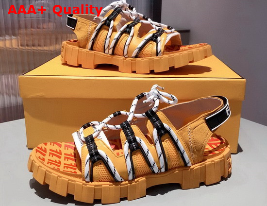 Fendi Force Sandals Yellow Tech Mesh and Leather Sandals Replica