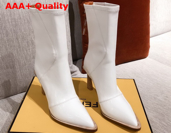 Fendi Glossy White Neoprene Ankle Boots Replica