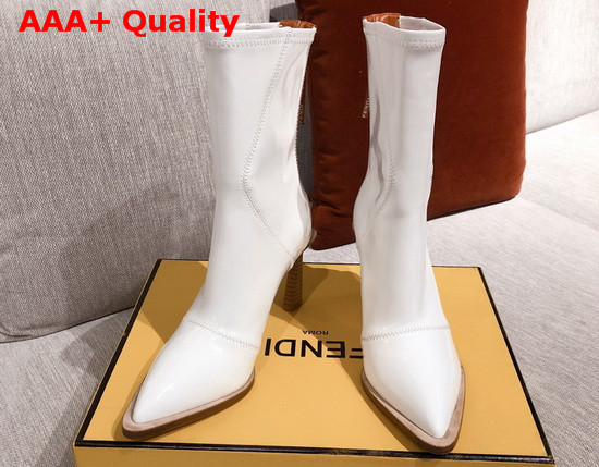 Fendi Glossy White Neoprene Ankle Boots Replica