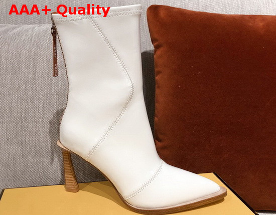 Fendi Glossy White Neoprene Ankle Boots Replica