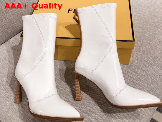 Fendi Glossy White Neoprene Ankle Boots Replica