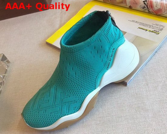 Fendi High Tech Turquoise Jacquard Sneakers Replica