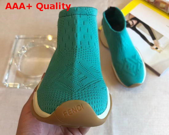 Fendi High Tech Turquoise Jacquard Sneakers Replica