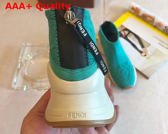 Fendi High Tech Turquoise Jacquard Sneakers Replica