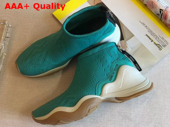 Fendi High Tech Turquoise Jacquard Sneakers Replica