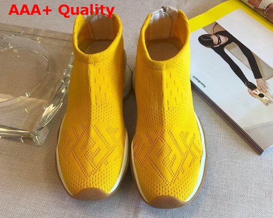 Fendi High Tech Yellow Jacquard Sneakers Replica