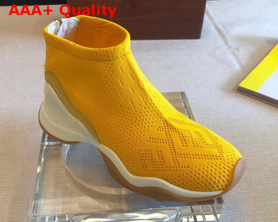 Fendi High Tech Yellow Jacquard Sneakers Replica