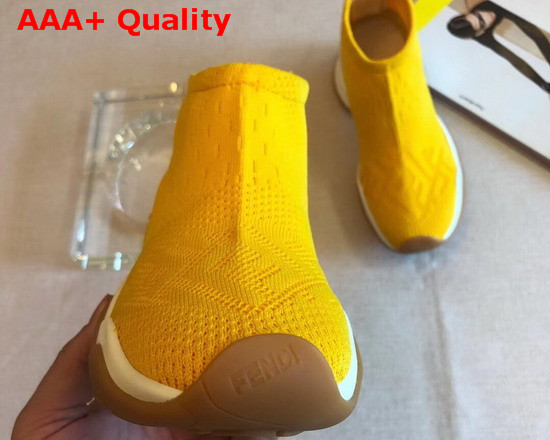 Fendi High Tech Yellow Jacquard Sneakers Replica