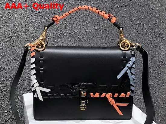 Fendi Kan I Bag with Threading and Small Bows Black Replica