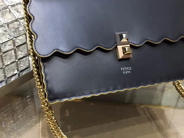 Fendi Kan I Black and Gold Leather Handbag For Sale