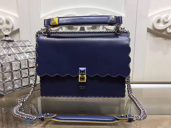 Fendi Kan I Blue Leather Handbag For Sale