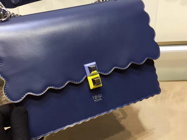 Fendi Kan I Blue Leather Handbag For Sale