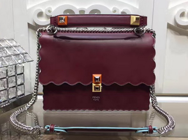 Fendi Kan I Bordeaux Leather Handbag For Sale