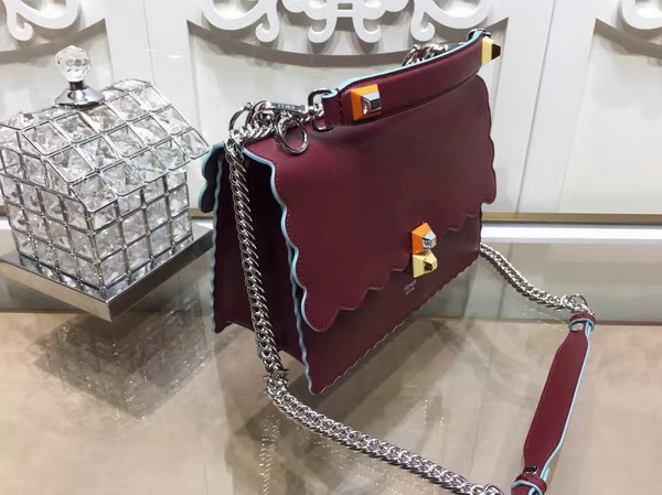 Fendi Kan I Bordeaux Leather Handbag For Sale