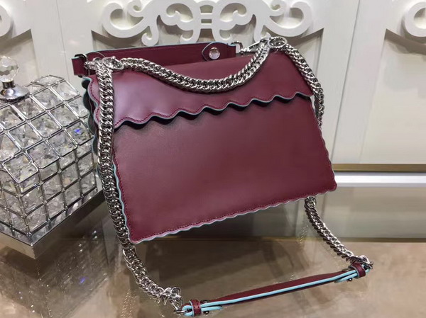 Fendi Kan I Bordeaux Leather Handbag For Sale