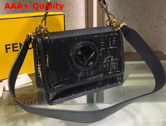 Fendi Kan I F Bag in Transparent TPU with FF Motif Printed in Black Replica