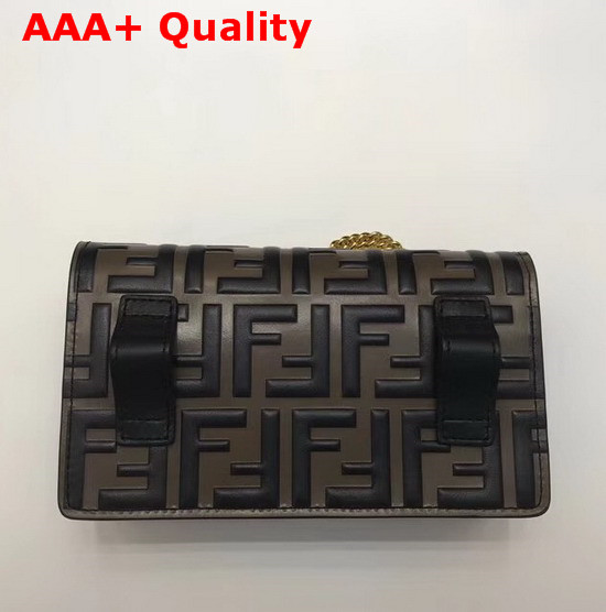 Fendi Kan I F Black Leather Belt Bag with FF Pattern On The Flap Replica