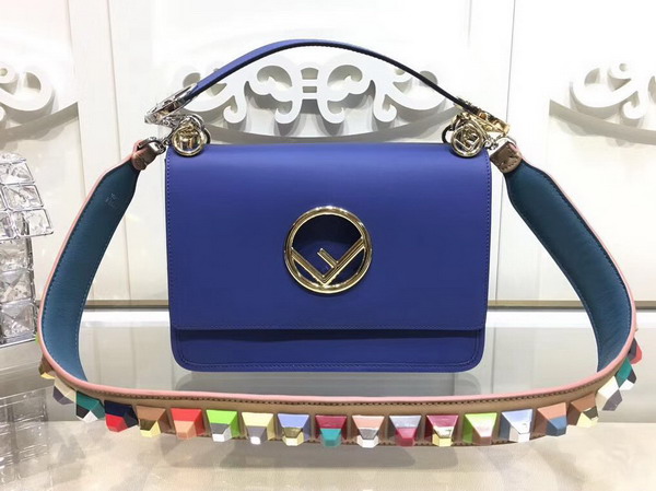 Fendi Kan I F Blue Leather Bag For Sale