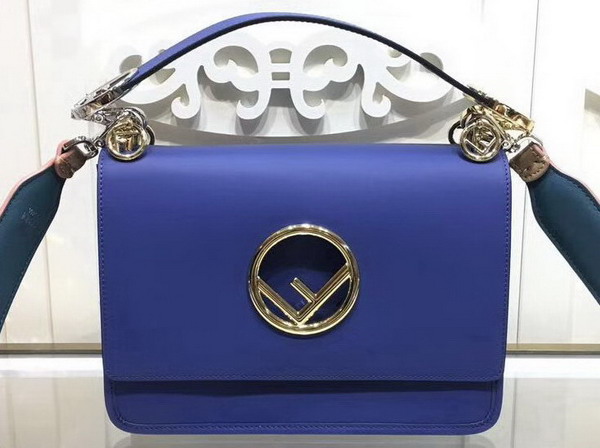 Fendi Kan I F Blue Leather Bag For Sale