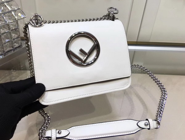 Fendi Kan I F Small White Leather For Sale