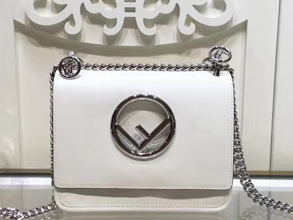 Fendi Kan I F Small White Leather For Sale