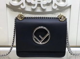 Fendi Kan I F Small in Black Leather For Sale