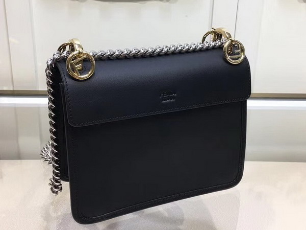 Fendi Kan I F Small in Black Leather For Sale