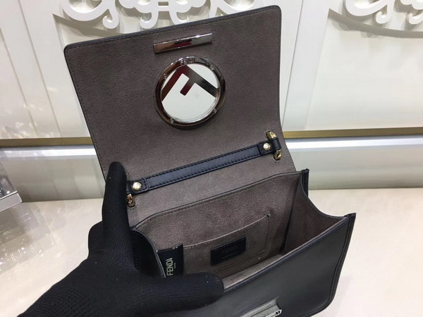 Fendi Kan I F Small in Black Leather For Sale