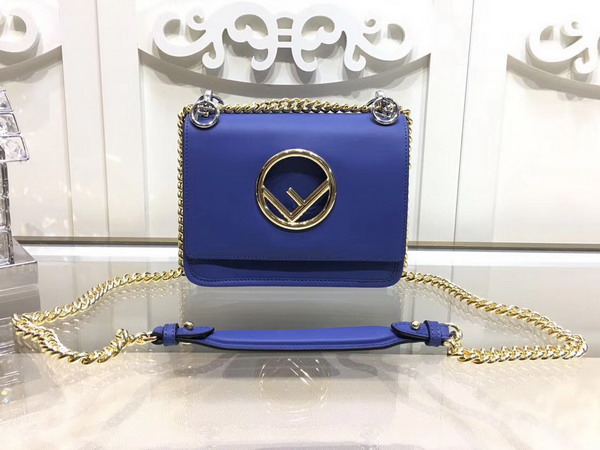 Fendi Kan I F Small in Blue Leather For Sale