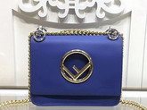 Fendi Kan I F Small in Blue Leather For Sale