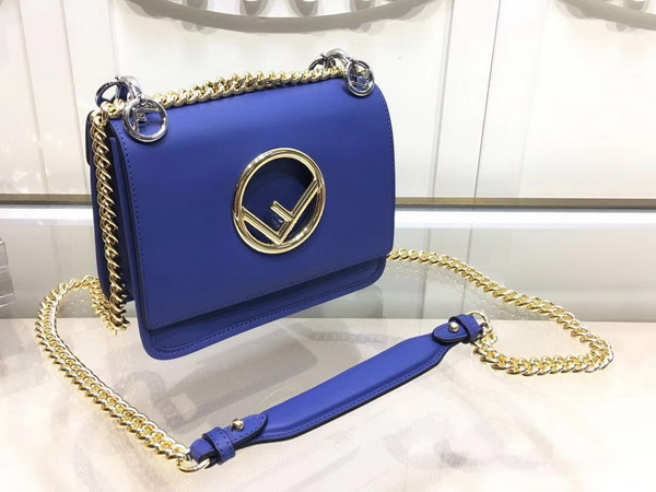 Fendi Kan I F Small in Blue Leather For Sale