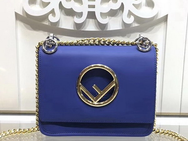 Fendi Kan I F Small in Blue Leather For Sale