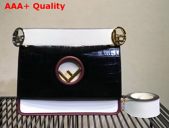 Fendi Kan I Logo Bag Black Croc Effect Replica