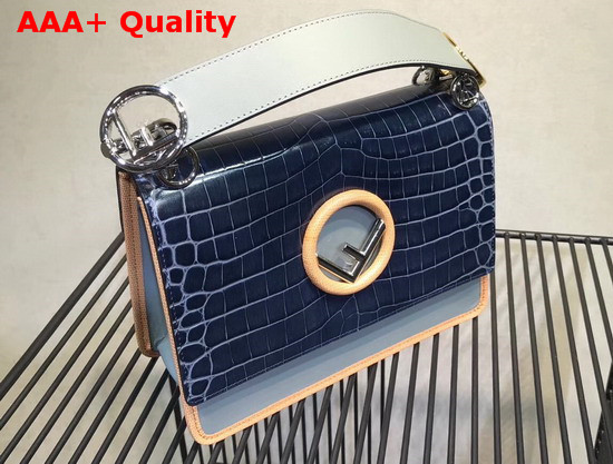 Fendi Kan I Logo Bag Blue Croc Effect Replica