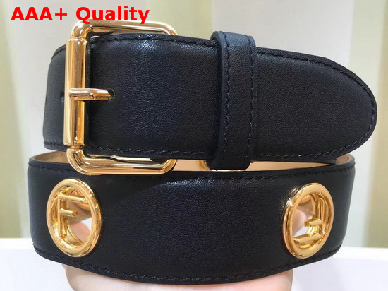 Fendi Kan I Logo Belt in Black Calf Leather Replica