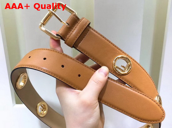 Fendi Kan I Logo Belt in Brown Calf Leather Replica