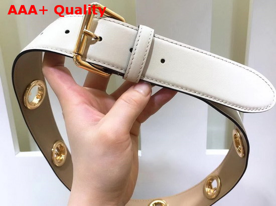 Fendi Kan I Logo Belt in White Calf Leather Replica