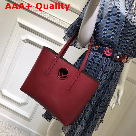 Fendi Kan I Logo Shopper Bag in Red Real Leather Replica