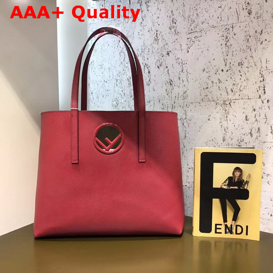 Fendi Kan I Logo Shopper Bag in Red Real Leather Replica